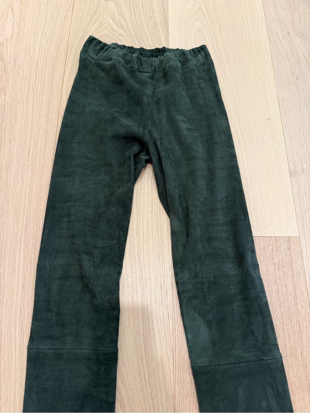 The Row Dark Green Suede Leggings